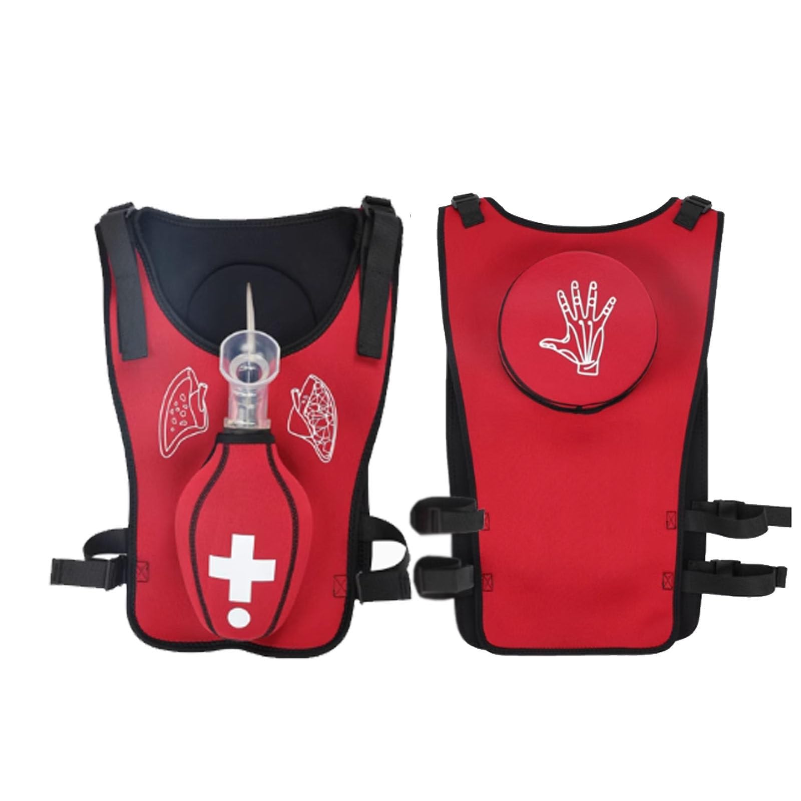 Gilet d'entraînement Heimlich de premiers secours, entraîneur d'occlusion anti-étouffement, modèle d'enseignement étudiant à bandoulière réglable pour démonstration pédagogique,Red