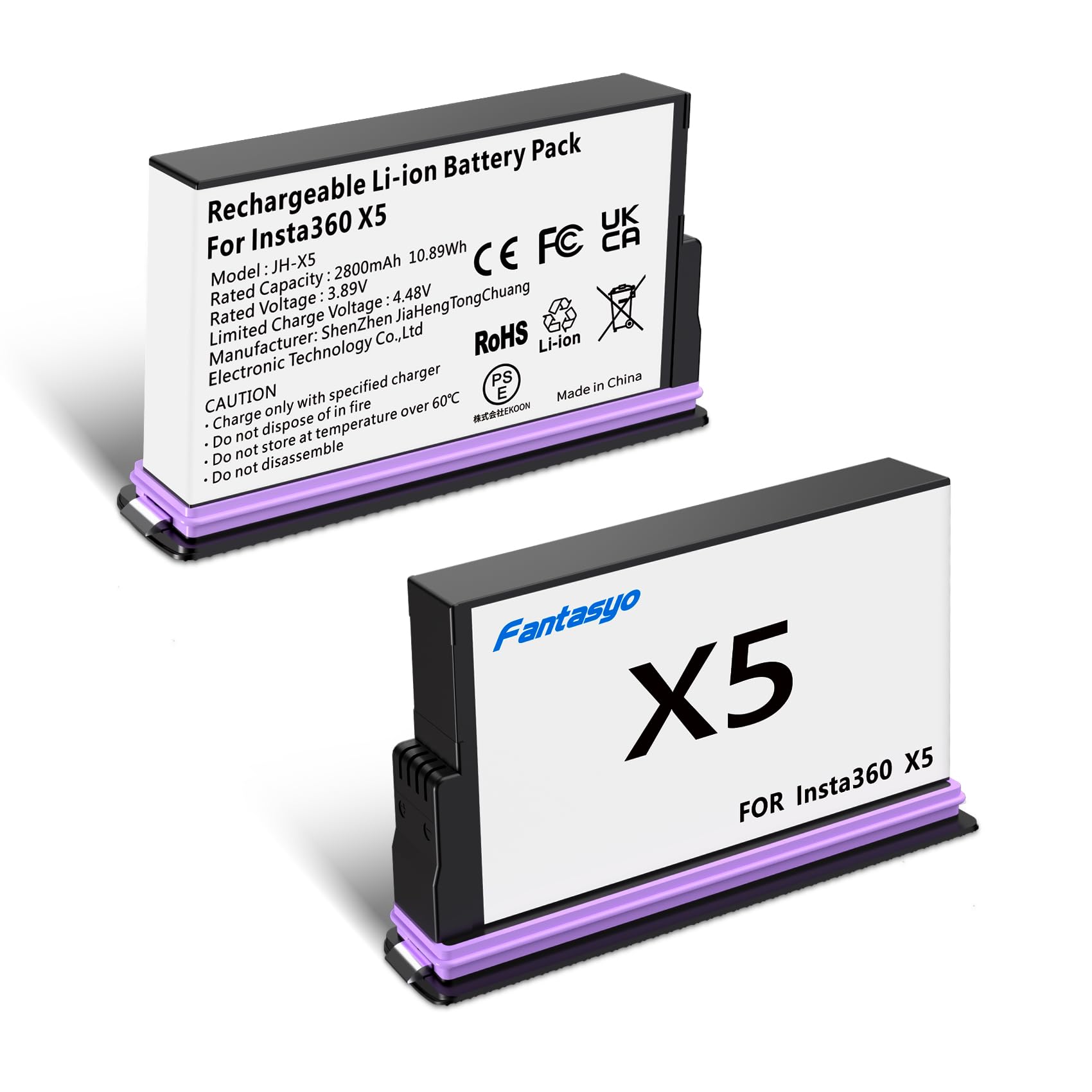 Batería 2 Pack 2800mAh para tus viajes de aventura con cámara 360X5 y funda de tarjetas SD 8