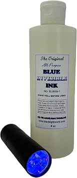 Invisible Ink Black Light Reactive 8oz with 9 LED Black Light