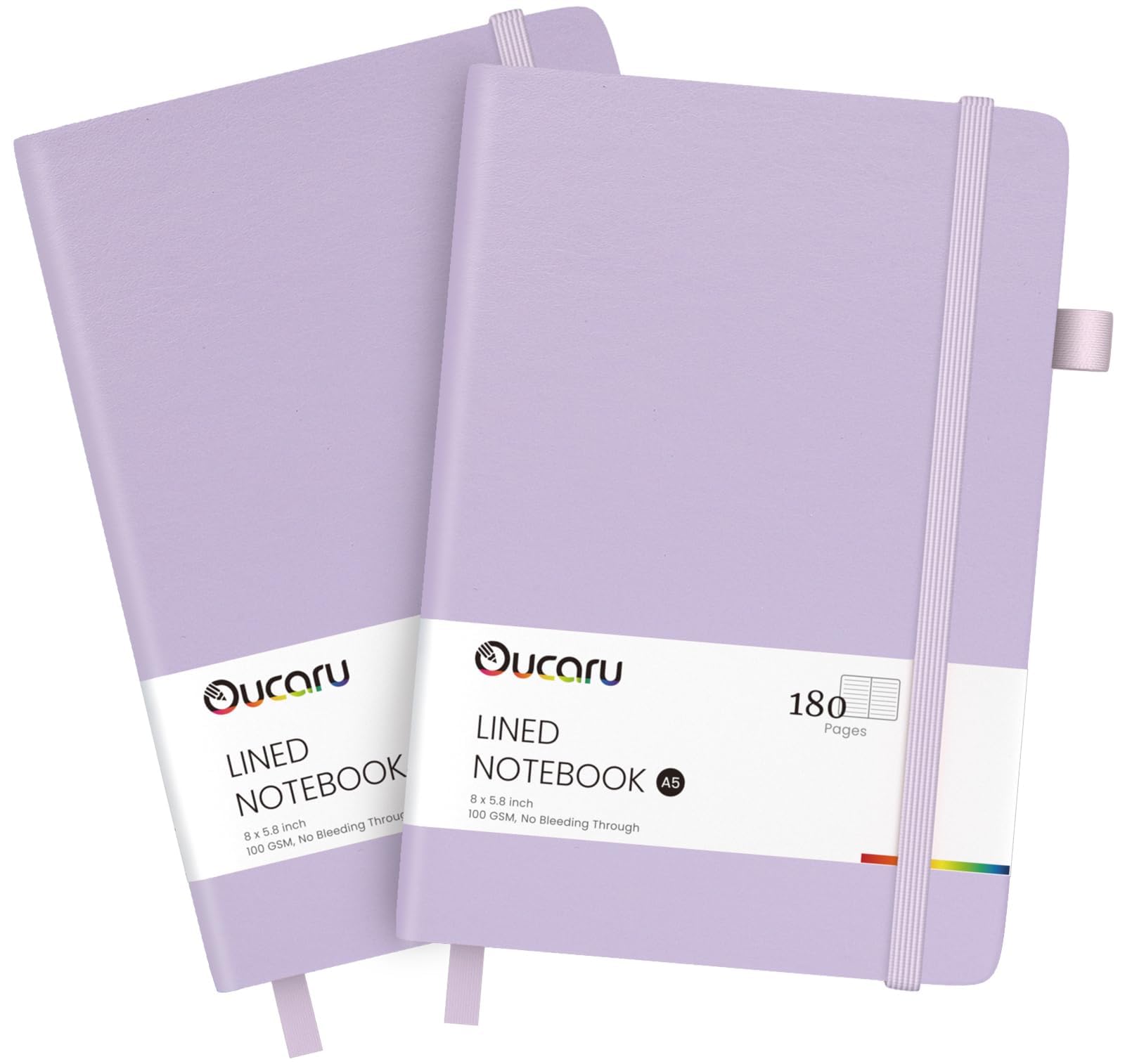 Oucaru Lined Journal Notebook, 2 Pack, 180 Pages, A5 Journals for Writing, 100 GSM Thick Paper, Small Notebooks Daily Journal for Women Men Work, Business, School, Travel Supplies — image 1