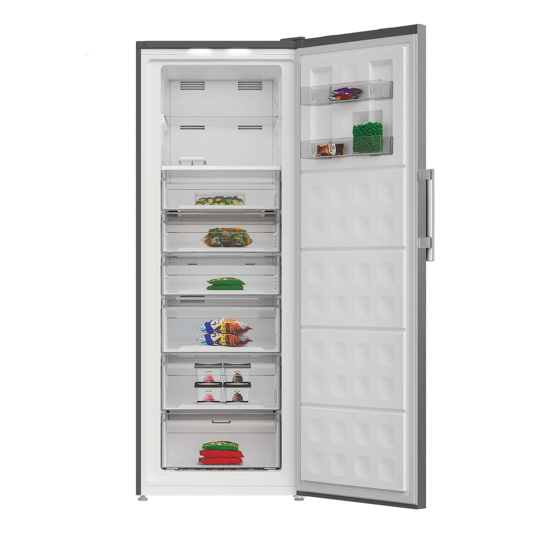 Bauknecht GKN PI19170C NoFrost Gefrierschrank 70 cm, 404 l, Supergefrierfunktion, Touch Display, 6 Gefrierschubladen, Soft Opening, Edelstahl-Look