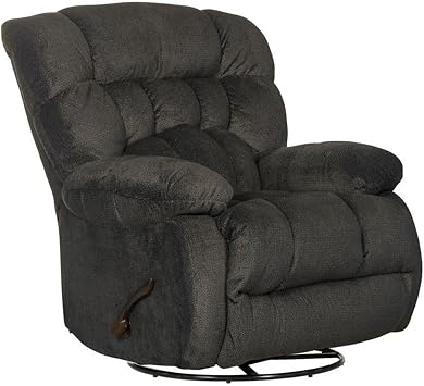 Catnapper Johnson Chaise Swivel Glider Recliner in Gray Polyester Fabric