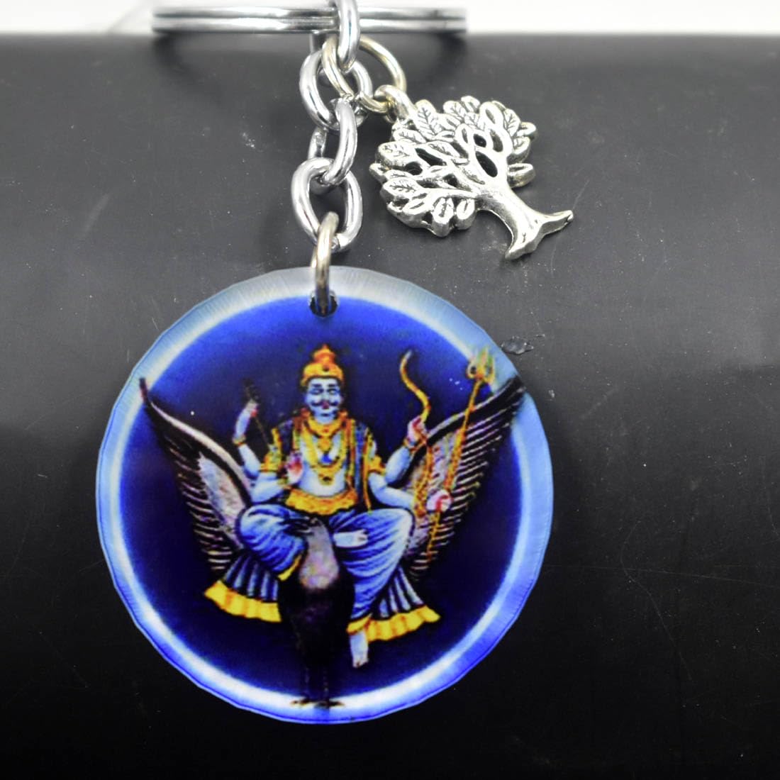 lord shani dev tree of life charm religious keychain for men and women