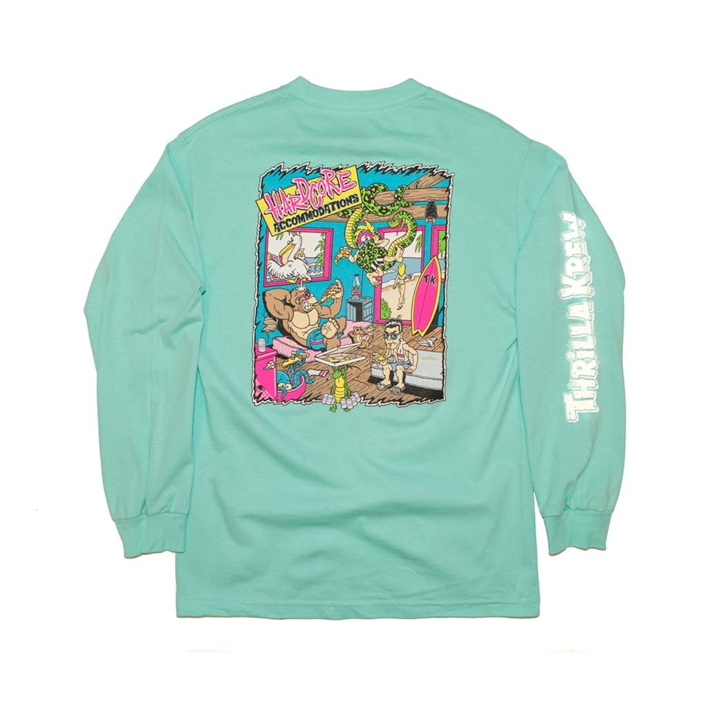 Thrilla Krew Men's Celadon Hardcore Accommodations Long Sleeve Tee Shirts (, L)