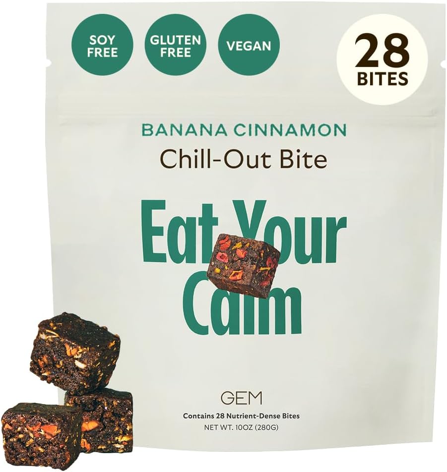 GEM Calm Bite | Supports Calm Mind & Clarity | Magnesium L-Threonate, Golden Chlorella, Lemon Balm | Holistic Non-Habit Forming | Gluten Free, Soy Free, Banana Cinnamon (28 Count)
