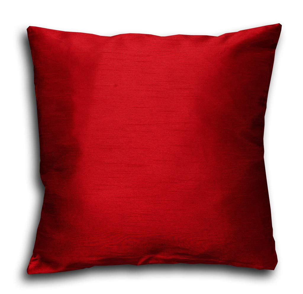 John Aird Red Plain Faux Silk Cushion Cover 18" X 18" (Red)