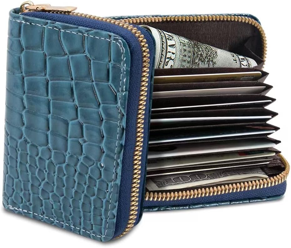 NagsxiwCredit Card Holder RFI, 11 Card Slots Credit Card Wallet Purse with Zipper Coin Purse Card Cases Holder for Men Women