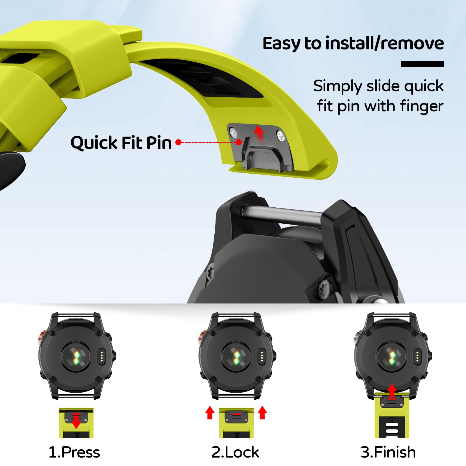 U-LIMVE Watch Strap for Garmin Fenix 8 51mm/Fenix 7X/Fenix 7X Pro/Fenix 6X/Fenix 6X Pro/Fenix 5X/Fenix 3 - Image 2