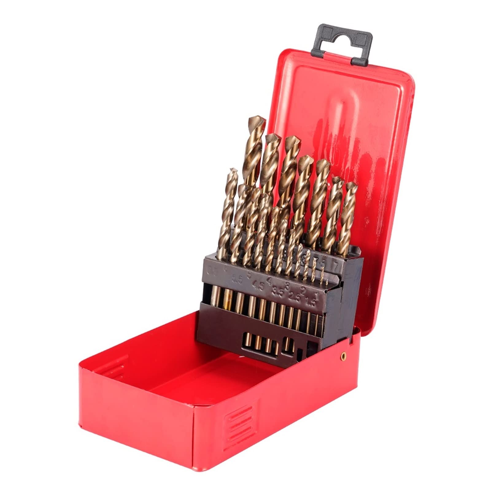 Jeu de forets hélicoïdaux à tige droite M35, outil d'ouverture trou for le travail du bois en acier inoxydable(19pcs with box)