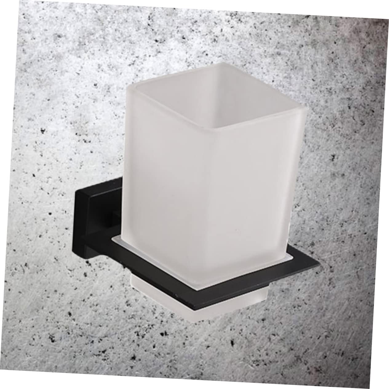 Porta Spazzolini con Bicchiere in Lega di Zinco Nero | Base Antiscivolo, Resistente All’umidità, per Bagno e Cucina, Supporto Ordinato per Spazzolini e Dentifricio