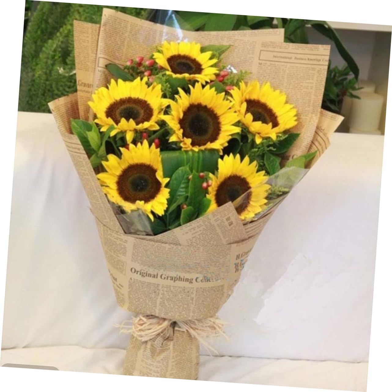 Healvian Carta da Imballaggio per Fiori Retrò Nera 20 Pezzi Carta per Bouquet di Fiori Confezioni Artigianali