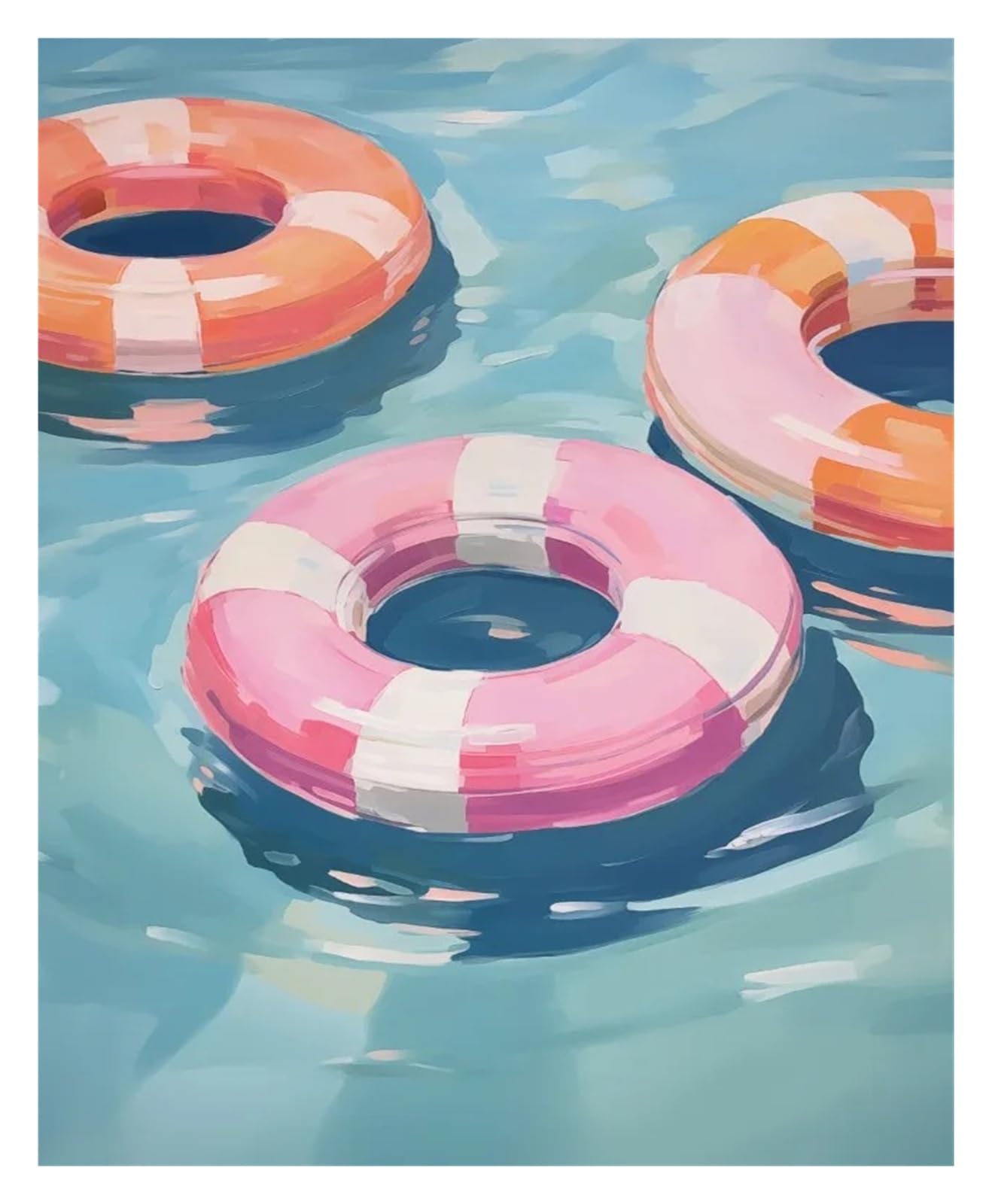 XENITE Wall Art Canvas Prints Colorful Pool Float Lifebuoy Palm Tree Painting Posters Canvas Printing Modern Wall Art Picture For Beach House Home Decor(V,50x70cm)