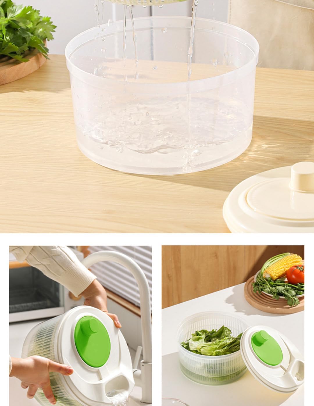 Vegetable Dryer & Dehydrator, Salad Washer, Kitchen Home Dish Rack, Hand-Crank Drying Basket（Dehydrator dryer set with cutting board with blades）