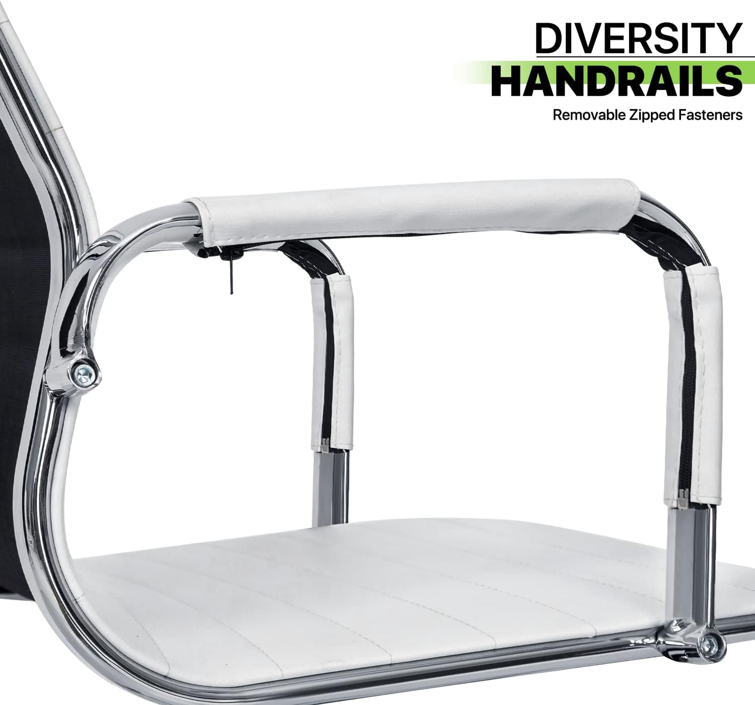 Magshion Conference Chair Heavy Duty Reception Chair No Wheels Mid-Back Sled Base Office Guest Chairs in PU Leather for Waiting Room, White