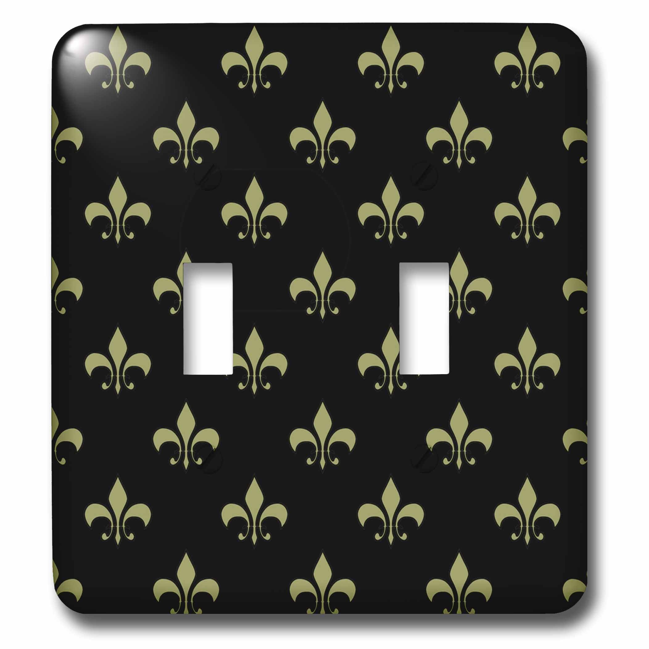 Interrupteur double fleur de lis 3dRose lsp_20539_2 noir