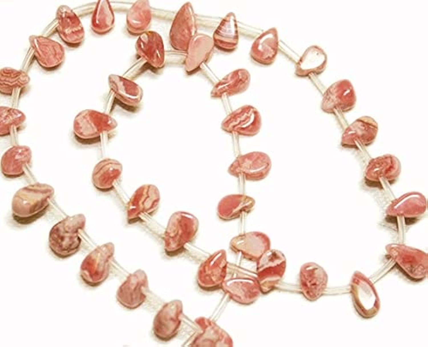 Perles de rhodochrosite LKBEADS poires lisses 4x7.5-5x8mm pour création de bijoux