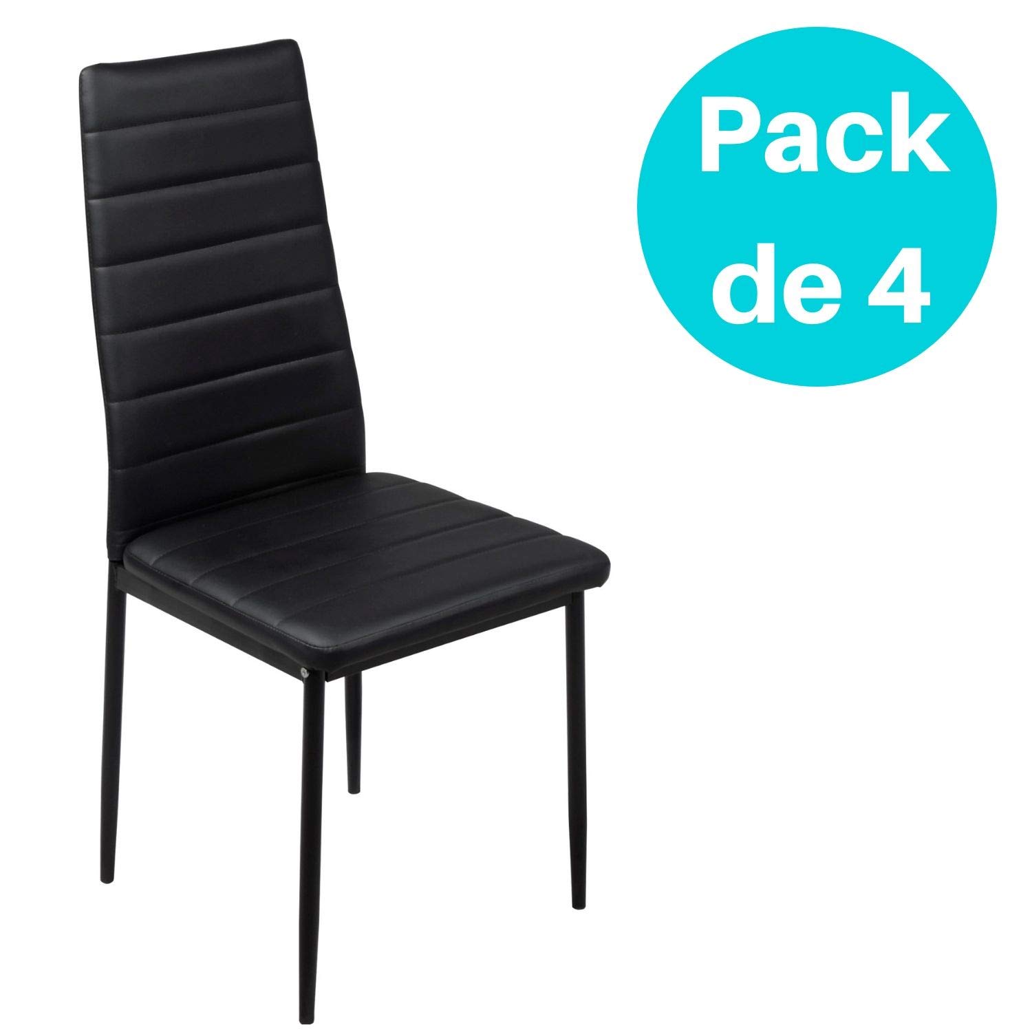 Conjunto de Mesa de Cocina 105x60 + 4 sillas Clasik (Negro-Negro)