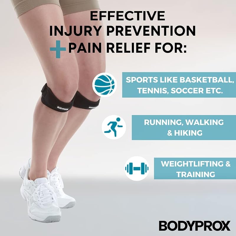 Bodyprox Patella Térd Szalag 2 db, Térdfájdalom Enyhítő Támasz Futáshoz és Sporthoz