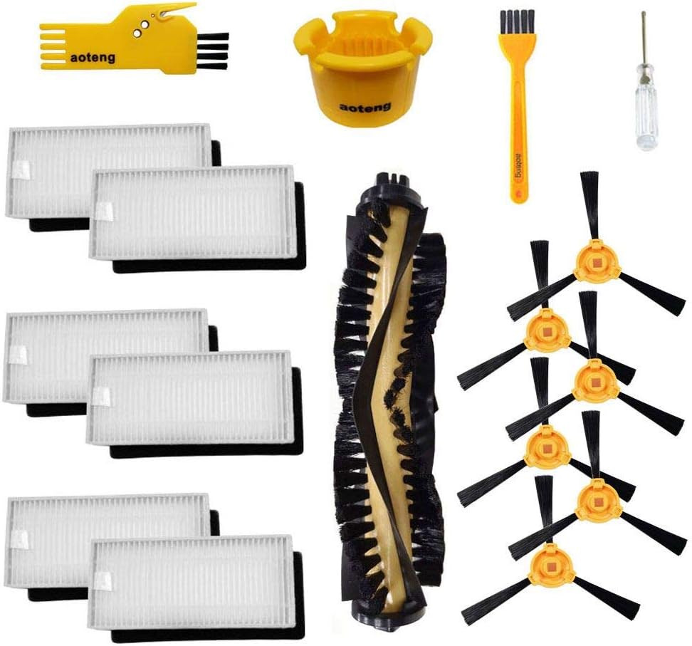 aoteng Accessories Kit for Ecovacs Deebot N79 N79S DN620 DN621 DN622 Robot Vacuum Cleaner Replacement Parts Pack of Main Brush, Hepa Filter, Side Brush