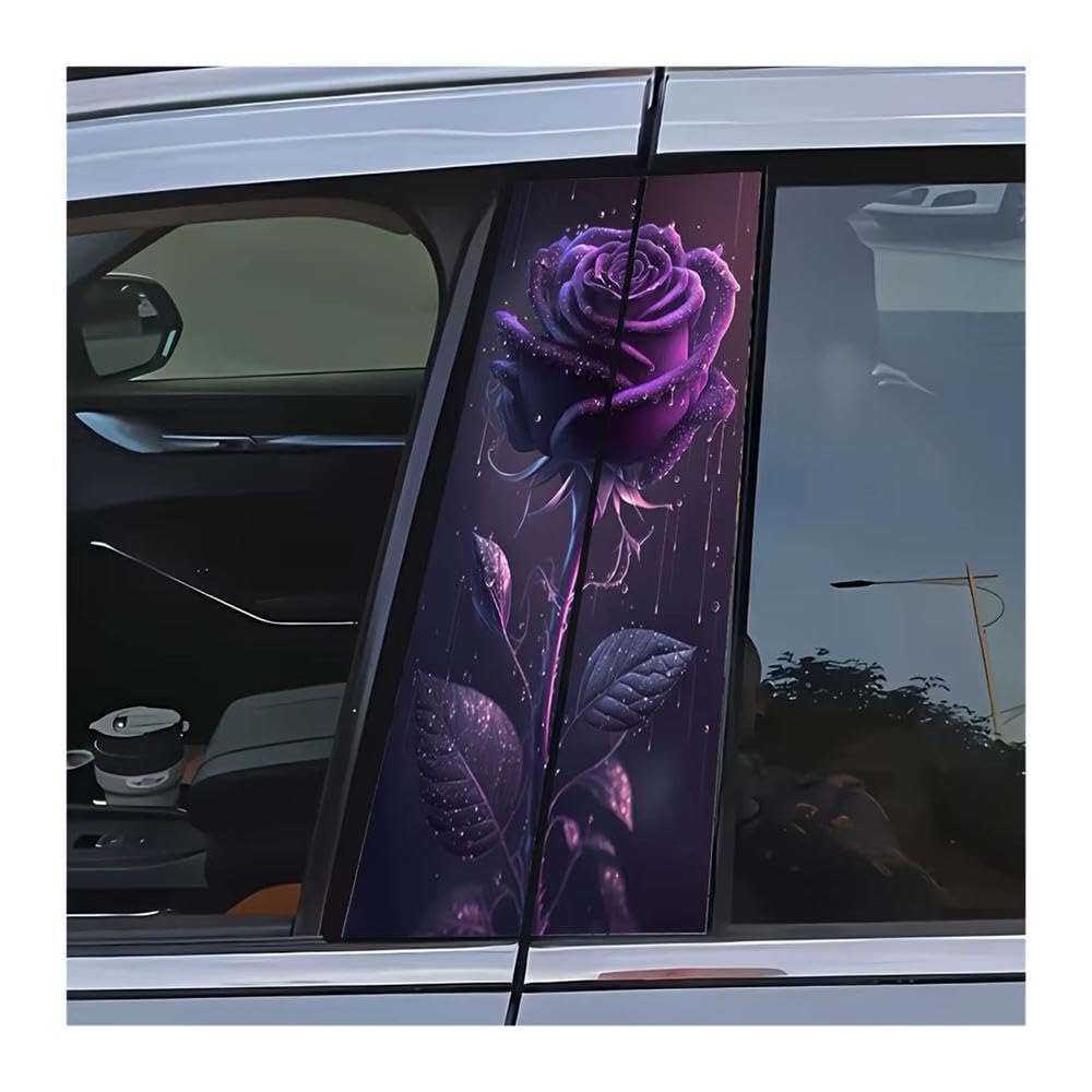 Bertdcx One Color Rose Patterned Car Stickers For Waterproof Scratch Resistant Auto Parts