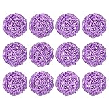 MECCANIXITY 12 Pcs Wicker Rattan Balls Decorative Balls 2Inch for Vase Fillers,Wedding,Garden,Hallway Party,Light Purple