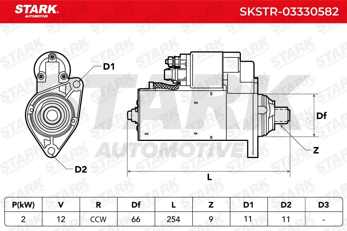 STARK SKSTR-03330582 Motor de arranque Compatible con VW Lupo/Lupo 3L 6X1, 6E1