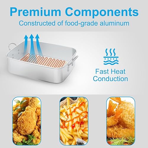 Miniatura 4 de FireRiot 18QT Olla Profunda para Freidora de Aluminio con Cestas y Asas de Silicona Resistente al Calor - Freidoras de Pescado Ligeras y Duraderas