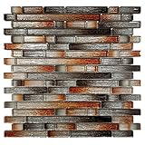 Brown Brick Glass Mosaic Tile for Backsplash Kitchen Bathroom Wall Ombre Tile