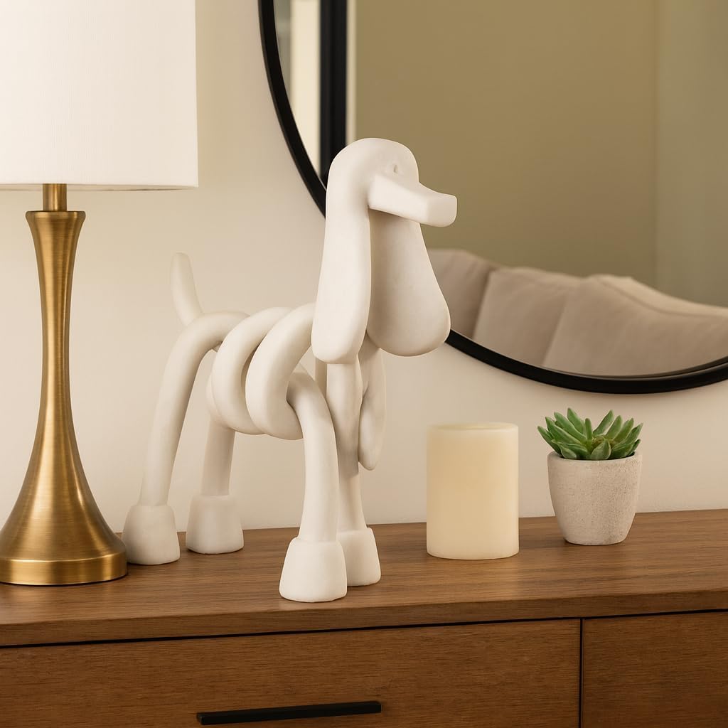 Home, Bathroom, and Office Decorative Sculpture – Modern Polyresin Animal Statue for Living Room, Coffee Table, Kitchen, and Shelf Decor – Abstract Ornament for Contemporary Home Accents – 20" White
