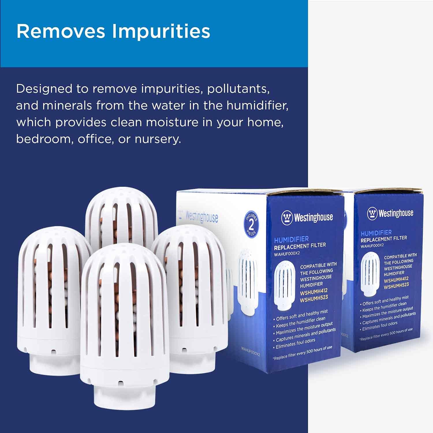Westinghouse Ceramic Ball Filter for Westinghouse Humidifiers WSHUMH412 & WSHUMH523 (2 Pack) - Features Honeycomb Filtration System to Maintain Clean and Breathable Air