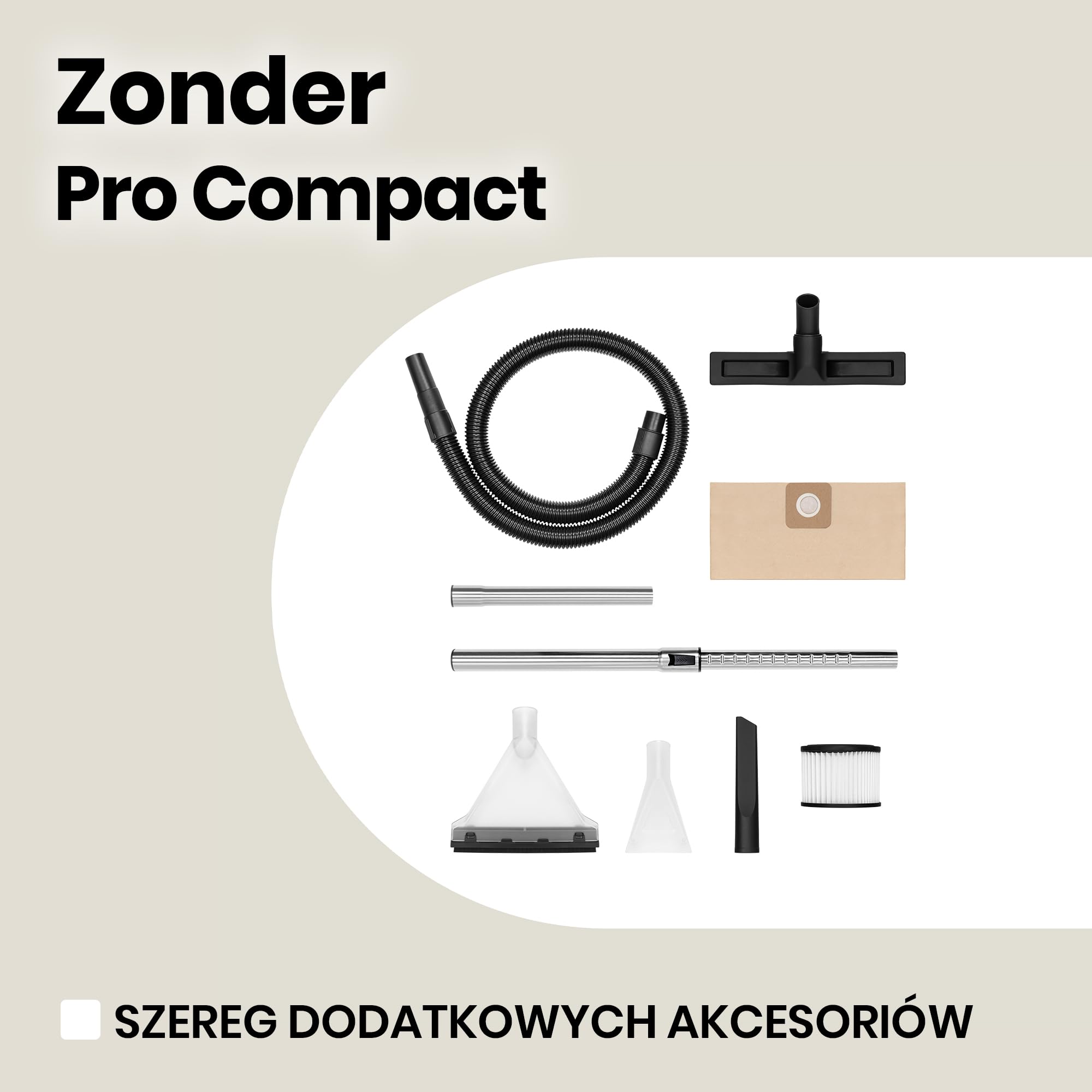 ZEEGMA ZONDER PRO COMPACT Odkurzacz do Pracy na Sucho i Mokro, Kompaktowy Odkurzacz Przemysłowy 1000W, Pojemnik 6 L, Ssawka do Prania Tapicerki i Dywanów, Funkcja Nadmuchu