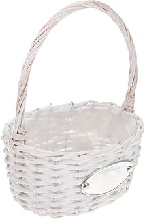 White Woven Bride Flower Basket for Wedding Photography Prop