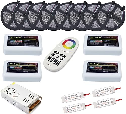 ZeZhen Tira de luces LED DC12V 20M 40M 60M 80M 5050 RGBW Tira LED IP20 Impermeable RGBWW Techo Milight ibox2 4 zonas Control por separado WiFi LED