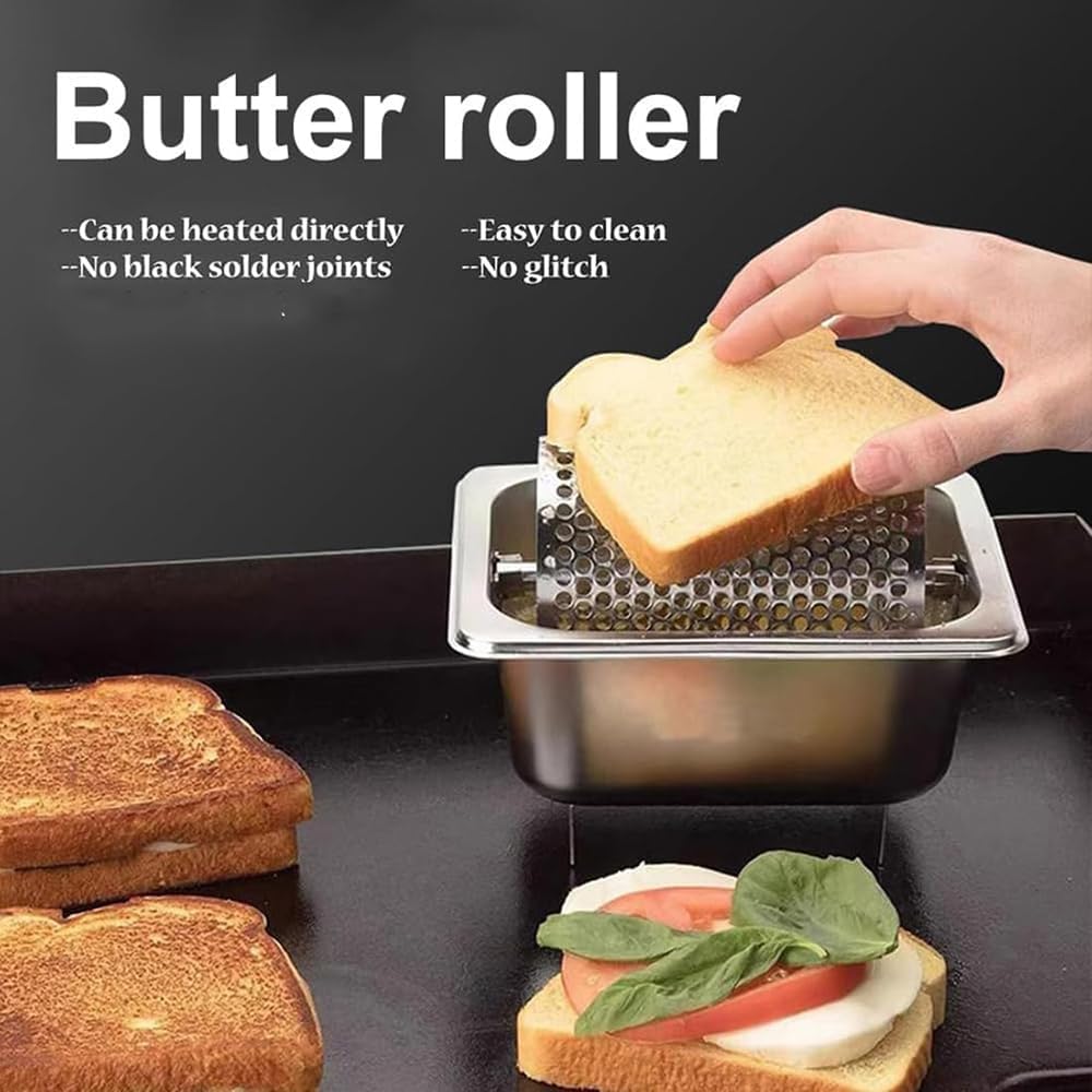 Stainless Steel Butter Wheel, Manual Melted Butter Dispenser, Thickened Base, Essential Kitchen Gadget for American Burgers