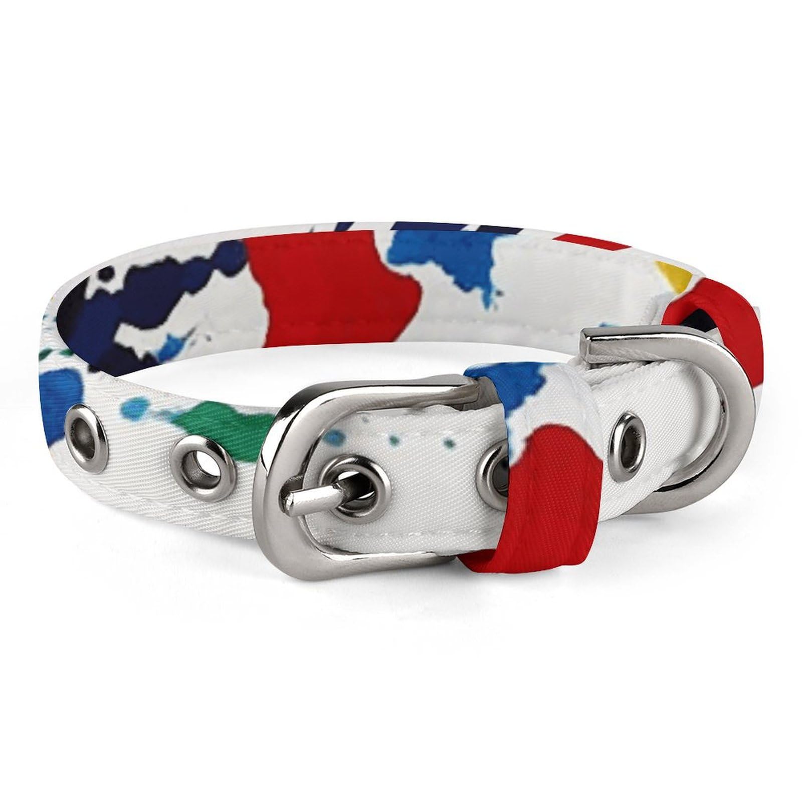Collier ajustable pour chien et chat motif artistique fond blanc lavable
