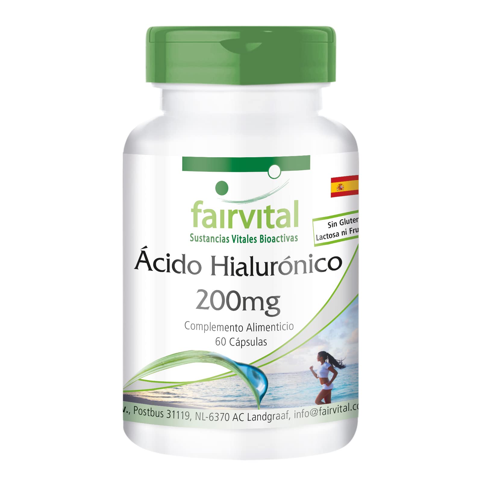 Fairvital | Ácido Hialurónico 200mg - VEGANO - Dosis elevada - 60 Cápsulas - Calidad Alemana