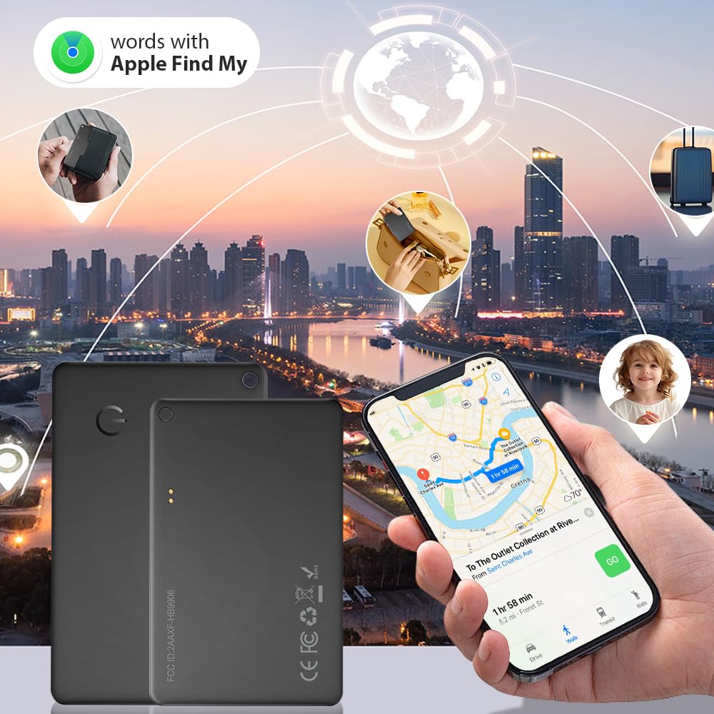 Carte Traqueur Compatible Find My (iOS) - 1.6mm D'épaisseur - Pour Portefeuille, Clés, Valise Air Tag Carte Compatible Ios