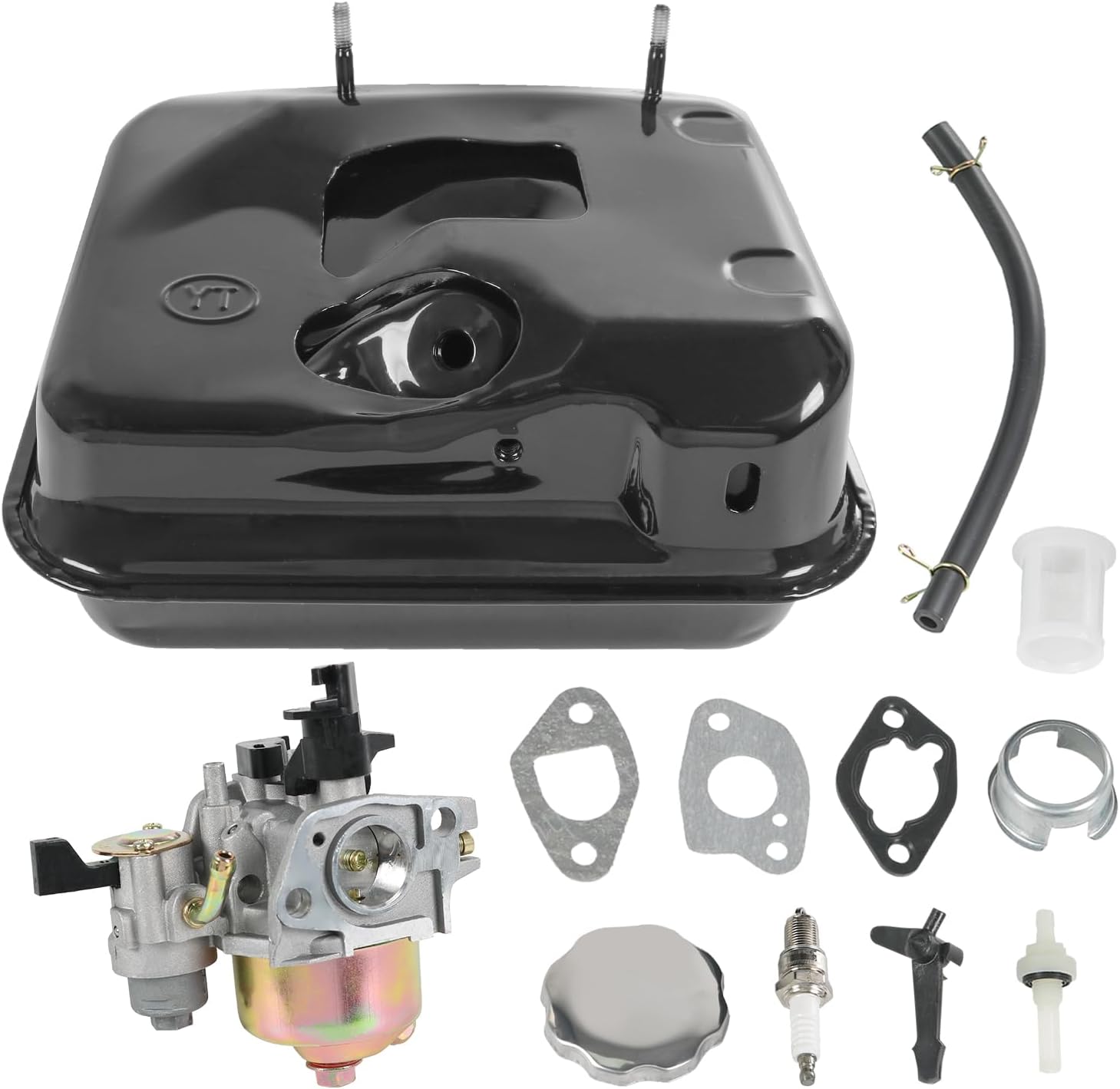 Gas Fuel Tank Carburetor Carb Kit replacement for predator 212cc 196cc 6.5hp GX160 GX200 Coleman CT200U BT200X KT196 Baja Warrior Massimo MB200 Mini Bike Go Kart Engine (Black)