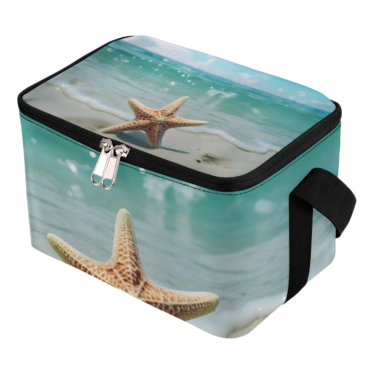 GzLeyigou Lunch Bags for Women Men 9 Cans,Starfish Beach Hot & Cold Food Delivery Bag Insulated Grocery Bag Insulated Lunch Box Starfish Cooler Bag for Office Work Picnic Beach