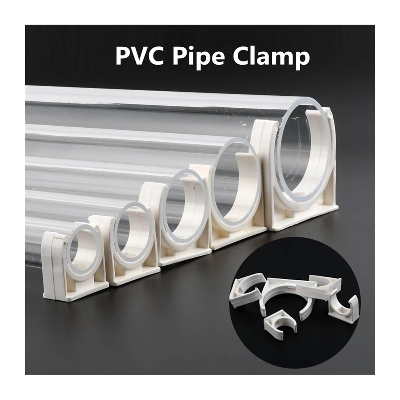 Opaski zaciskowe do rur wodociągowych z PVC, Obejmy rurowe z PVC typu U 20-50 mm do nawadniania ogrodu Akwarium Opakowanie 5-50 szt.(50mm,50Pcs)