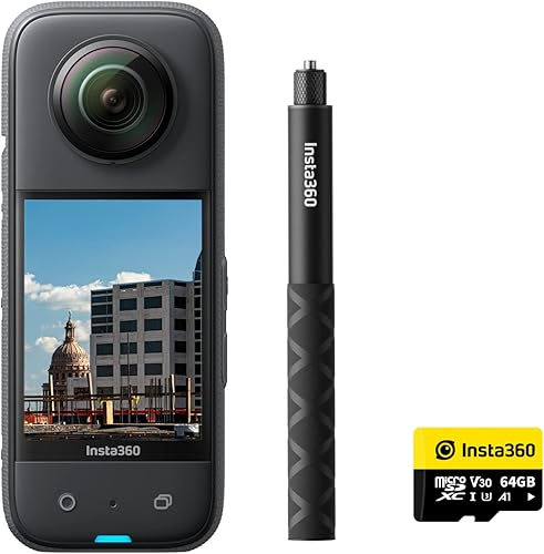 insta360 Kit de construcción X3 - Cámara de construcción 360 foto de 72 MP video de 57 K 360 con HDR activo apso de tiempo de 8 K 2 fps pantalla