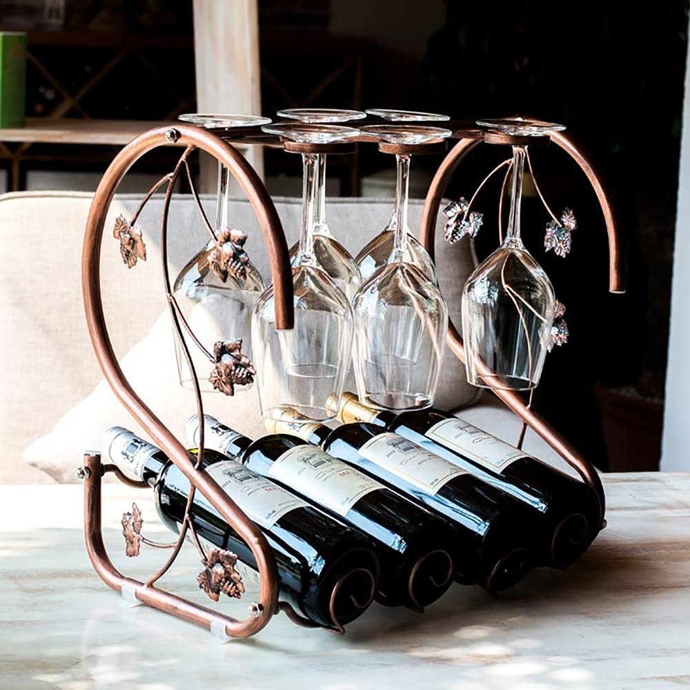 Botellero de vino para encimera, estilo europeo, creativo, para el hogar, decoración de gabinete de vino, adornos, estante alto para copas de vino, estante para botellas de vino pequeño
