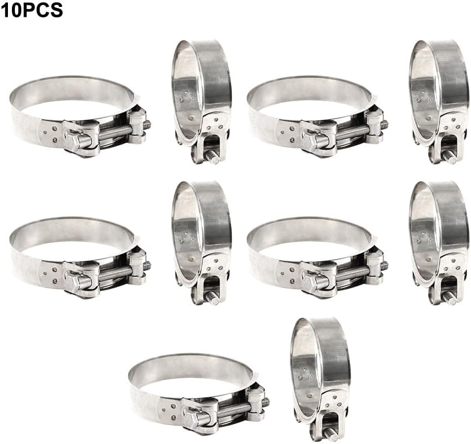 Steel T-Bolt Hose Clamps (26–79 mm Adjustable) Automotive Turbo, Intake & Radiator Hoses – Heavy-Duty, Resistant, Rounded – 10-Pack(29-31mm)