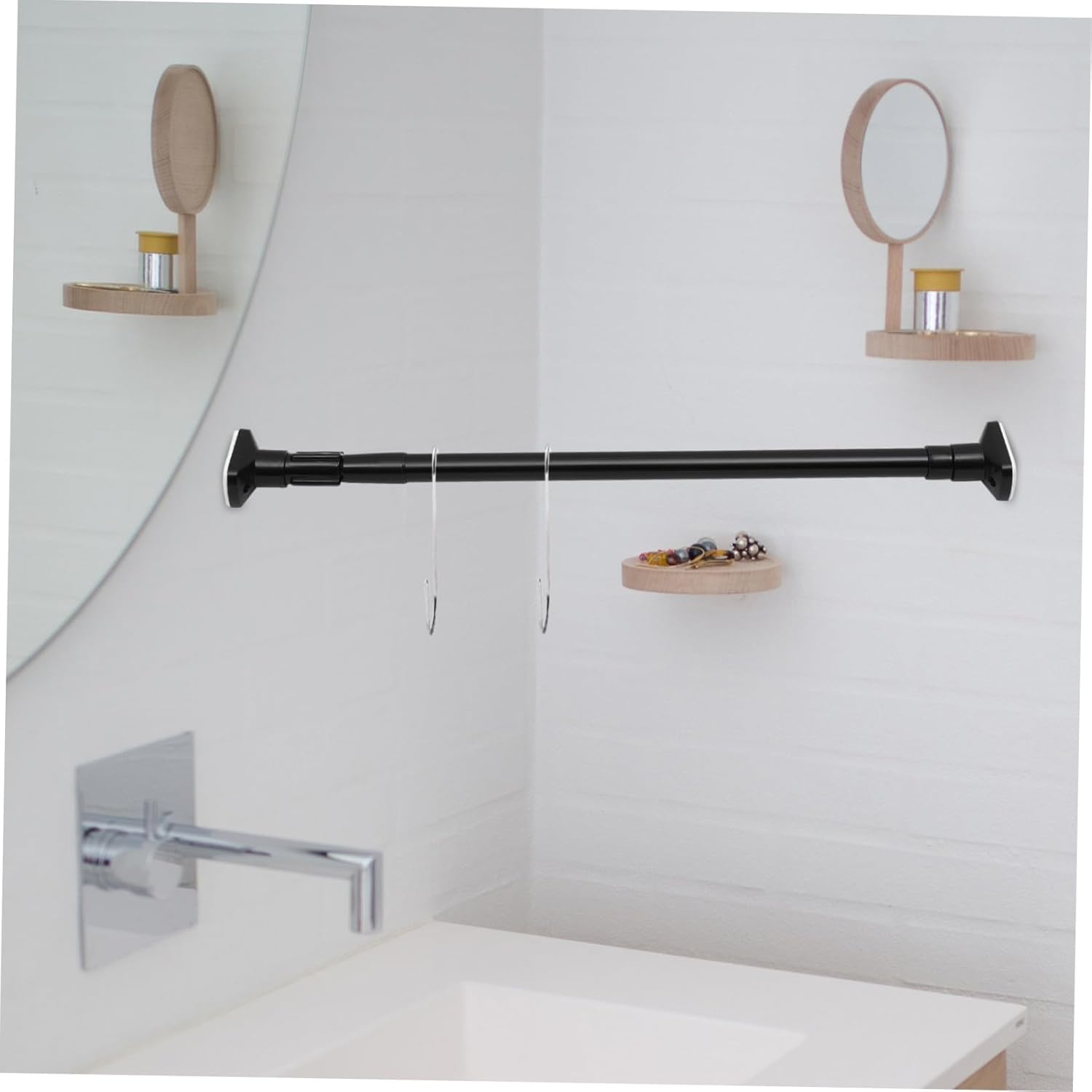 Retractable Telescopic Clothes Rail with No-drill Installation Multipurpose Stainless Steel Wardrobe Rod and Shower Curtain Pole Strong Load-bearing for Bedroom and Bathroom Use