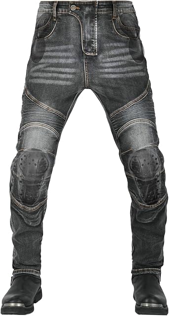 Mens Motorbike Trousers Protective Jeans Stretch Retro Racing Riding Denim Pants with CE Upgraded Armours