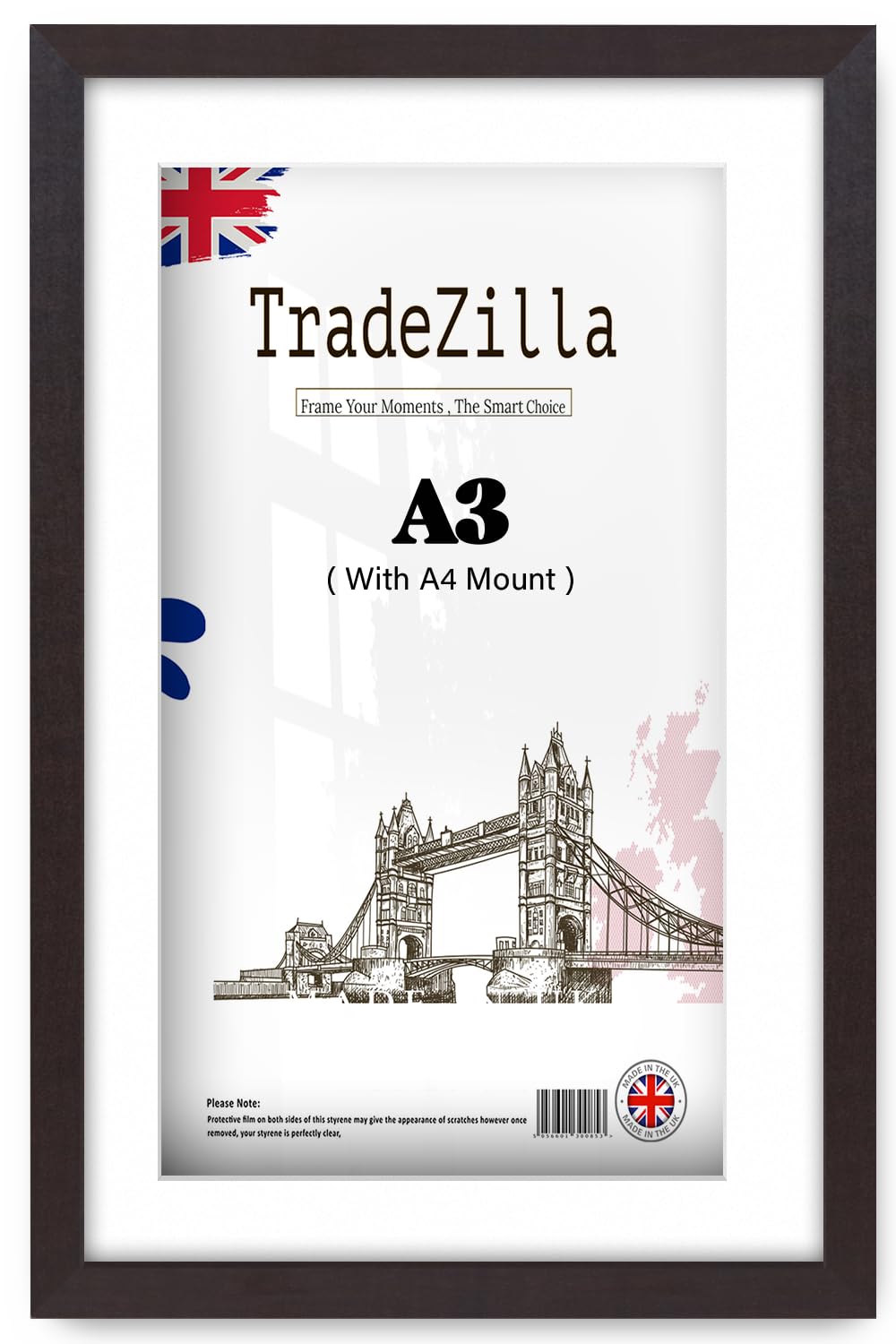 TradeZilla | Minimalist A3 (29.70 x 41.90 cm) Mahogany Posters Frame with A4-(21.00 x 29.70 cm) White Mount Natural Eton Wood 297 x 419 mm Frame|Home Bar Room Decoration [ Mahogany ]