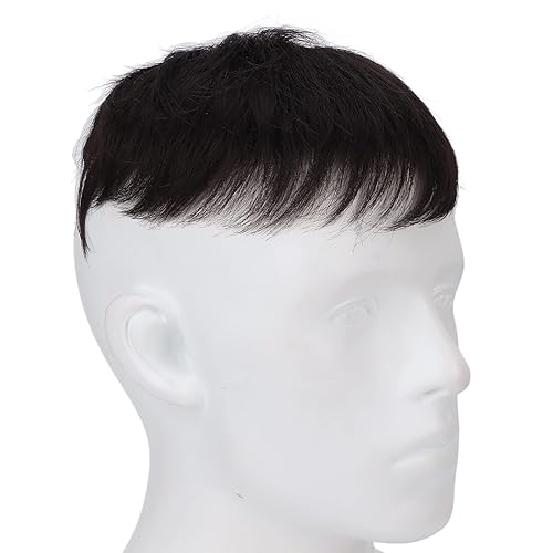 Miniatura 7 de Toupee para hombres, piezas de cabello masculino, piezas de cabello masculino, peluca corta, extensión de cabello negro natural, línea de cabello