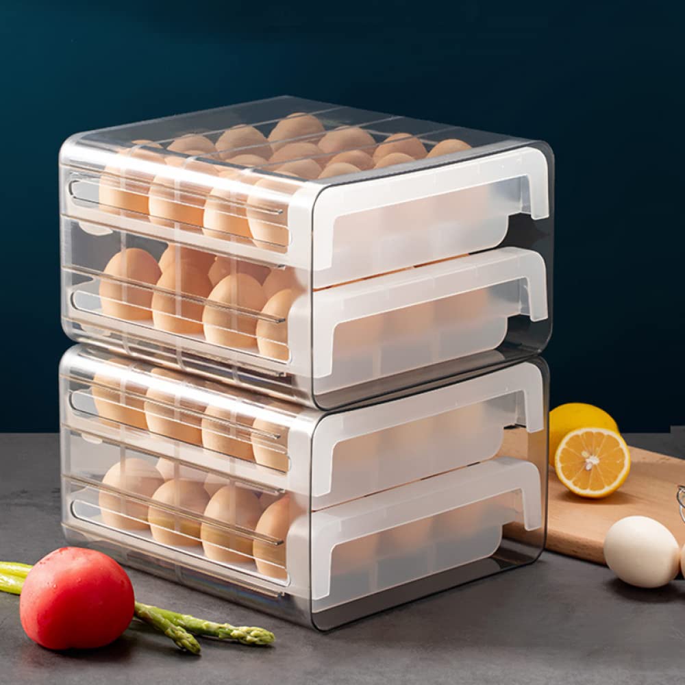 Refrigerador Caja De Almacenamiento De Doble Capa para Huevos Tipo De Cajón Doméstico Clasificación De Cartón De Huevos Extraíble Y Caja De Mantenimiento Fresco Soporte De Rejilla para Huevos