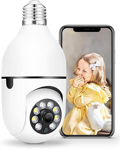 Cámaras de seguridad inalámbricas para exteriores, bombilla panorámica/inclinable, 360° panorámica FHD 1080P Wi-Fi cámara de seguridad para