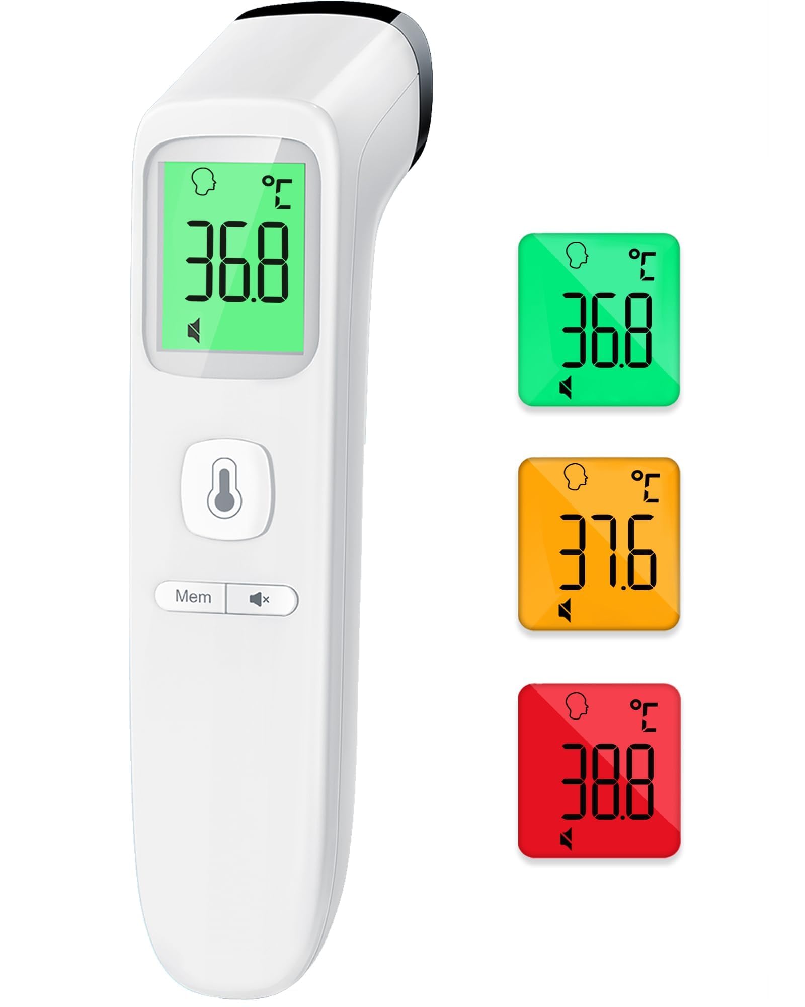 Viproud Termometro digital para fiebre para bebés, niños y adultos, Termometro bebe infrarrojo sin contacto para la Termómetro frente,con mediciones precisas instantáneas,alarma de fiebre(blanco)